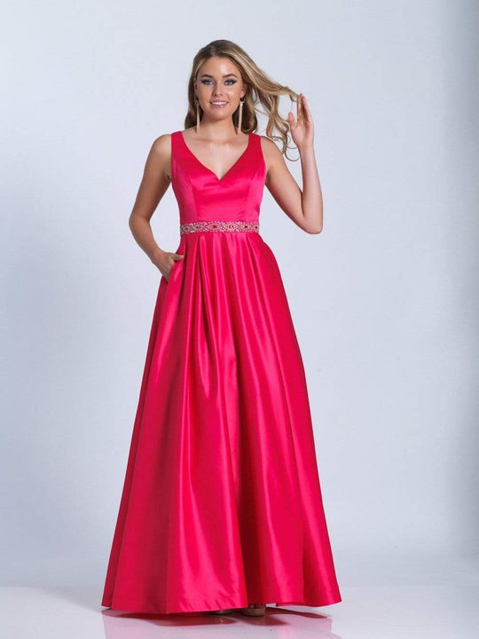 Dave & Johnny - Sleeveless Embellished Waist A-Line Gown 3530 - 1 pc Fuschia Pink In Size 10 Available CCSALE 10 / Fuschia Pink