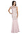 Decode 1.8 183974 Floral Mermaid Gown with Back Cut Out CCSALE 4 / BLUSH
