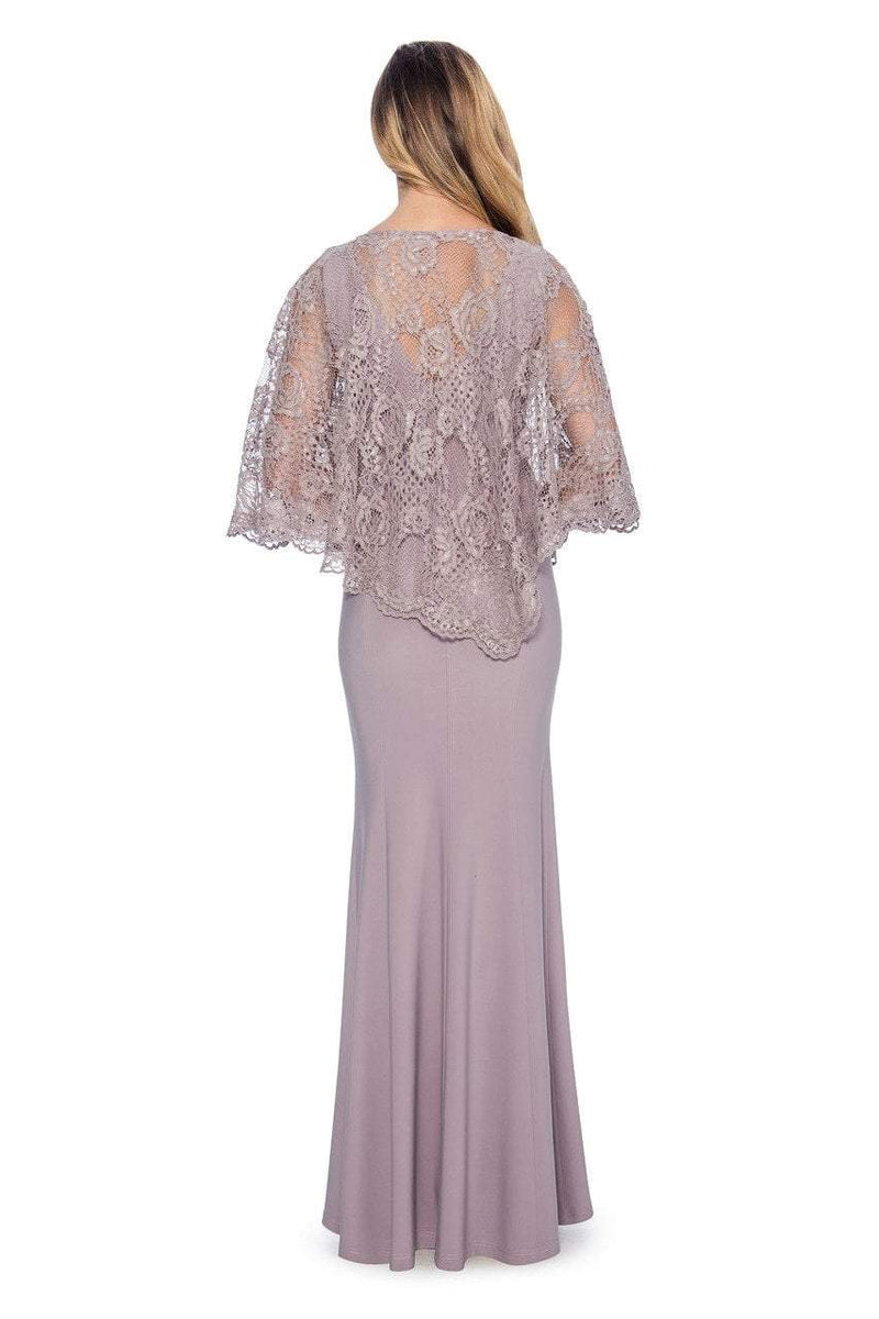 Decode 1.8 - 184553 Jersey Knit Long Gown with Lace Cape – Couture Candy