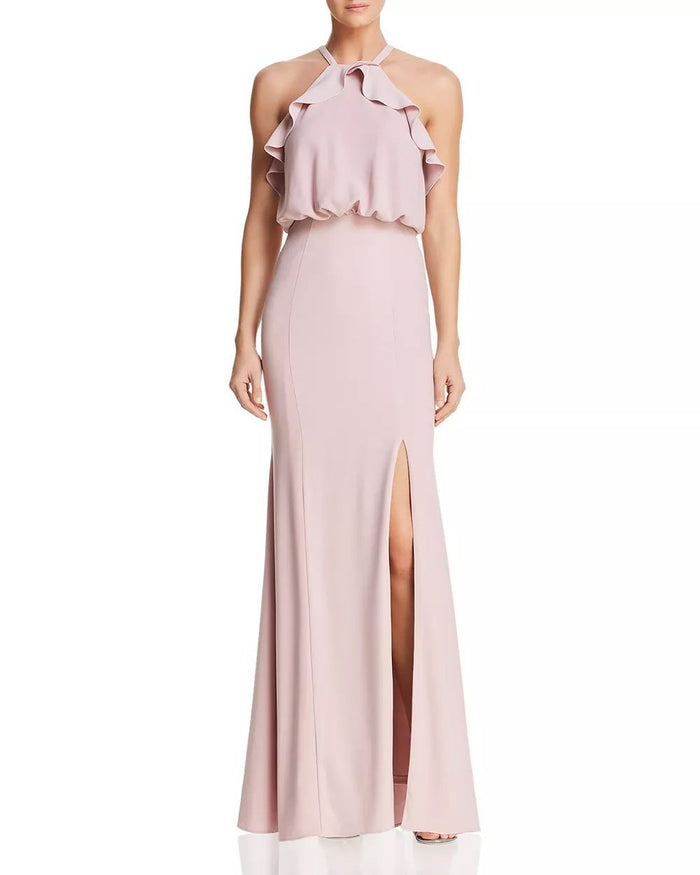Decode 1.8 - 184609 Tiered Flounce Long Halter Dress Special Occasion Dress 00 / Blush