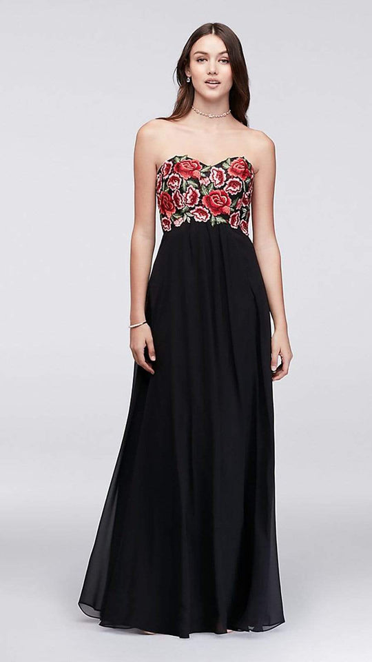 Decode 1.8 - Embroidered Sweetheart Evening Dress 184068 - 1 Pc. Black in size 2 Available CCSALE 2 / Black