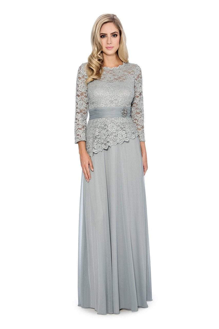 Decode 1.8 - Long Sleeve Lace Peplum Evening Dress 184004 - 1 pc Sage In Size 2 Available CCSALE 2 / Sage