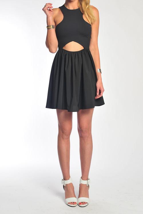 Donna Mizani Racer Front Cut Out Flounce Dress CCSALE S / Black