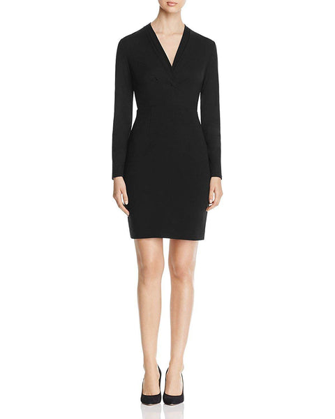 Immediate Apparel - E20EU607 Long Sleeve Pleated V-neck Sheath Dress   Couture Candy