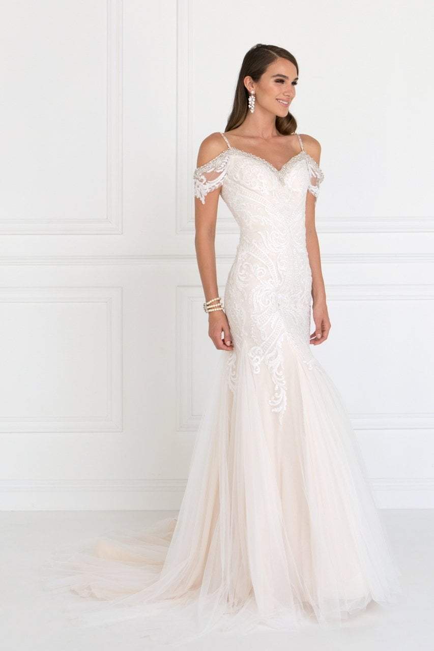 Elizabeth K Bridal - GL1513 Lace Appliqued Off Shoulder Straps Bridal –  Couture Candy