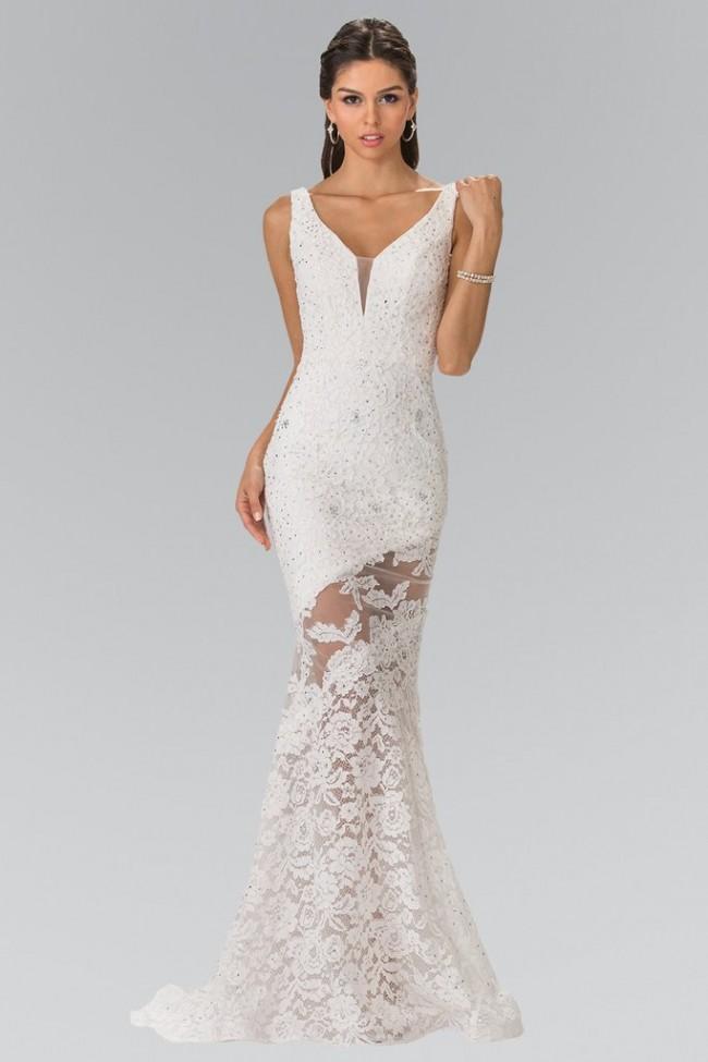 Elizabeth K Bridal - GL2249 Sleeveless Lace Long Dress Special Occasion Dress XS / Ivory