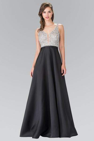Elizabeth K - Dazzling V Neck Long Dress GL2287 - 1 pc Black In Size XS Available CCSALE XS / Black