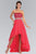 Elizabeth K - GL1060 Sequined Strapless Chiffon High-Low Gown Special Occasion Dress XS / Watermelon