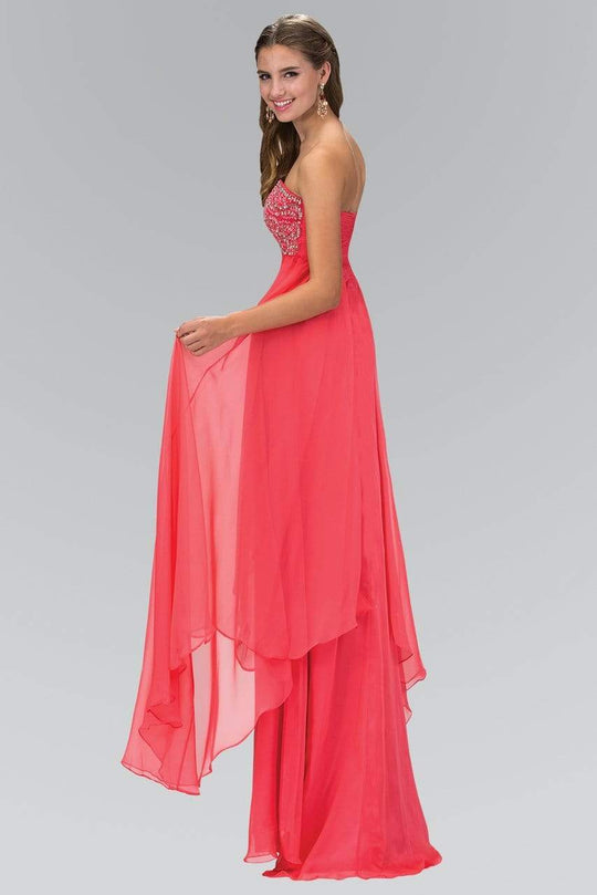 Elizabeth K - GL1061 Medallion Accented Sweetheart Chiffon Gown