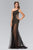 Elizabeth K - GL1094 Asymmetrical Cutout Tulle Gown Special Occasion Dress XS / Black