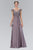 Elizabeth K - GL1100 Beaded Illusion Bateau Neck Chiffon Dress Special Occasion Dress XS / Gray