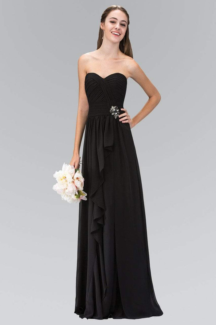 Elizabeth K - GL1125 Strapless Ruched Sweetheart Chiffon Dress Special Occasion Dress XS / Black
