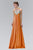 Elizabeth K - GL1138 Sheer Asymmetrical Ornate A-Line Gown Special Occasion Dress XS / Orange
