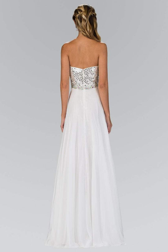Elizabeth K - GL1149 Jeweled Strapless Chiffon A-Line Gown