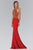 Elizabeth K GL1301 Bead Embellished Halter Neck Trumpet Gown CCSALE s / Red