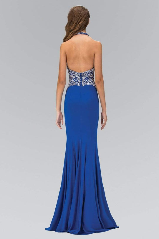 Elizabeth K - GL1301 Bead Embellished Halter Neck Trumpet Gown