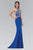 Elizabeth K - GL1301 Bead Embellished Halter Neck Trumpet Gown Special Occasion Dress XS / Royal Blue