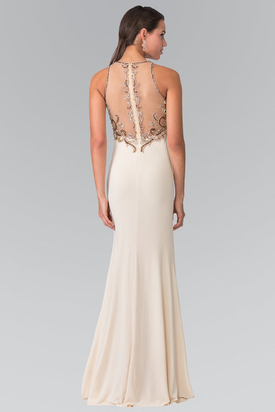 Elizabeth K - GL1303 Gilded Illusion Lattice Sheath Gown