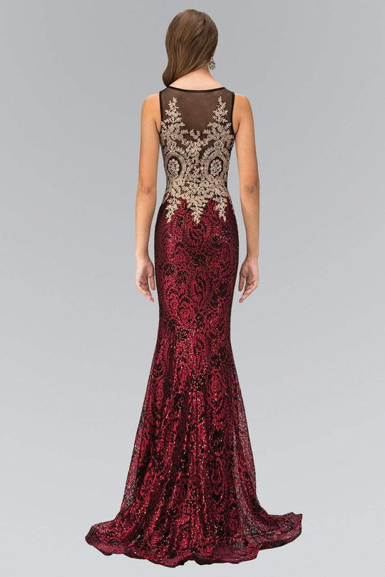Elizabeth K - GL1319 Embellished Illusion Bateau Neck Gown