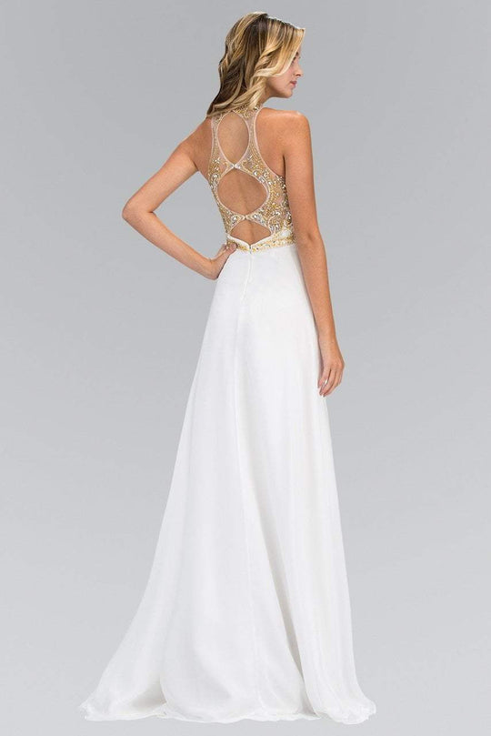 Elizabeth K - GL1329 Gilt Beaded Illusion A-Line Gown