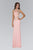 Elizabeth K - GL1343 Embellished Illusion Neck Jersey Gown Special Occasion Dress XS / Pink