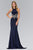 Elizabeth K - GL1357 Embellished High Neck Long Gown Special Occasion Dress XS / Navy