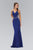 Elizabeth K - GL1359 V-Neck Jersey Sheath Gown with Slit Special Occasion Dress XS / Royal Blue