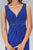 Elizabeth K GL1377 Embellished Ruched V-Neck A-line Dress - 1 Pc Royal Blue in Size XS Available CCSALE XS / Royal Blue