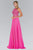 Elizabeth K - GL1410 Beaded Bateau Neck A-Line Gown Special Occasion Dress XS / Hot Pink