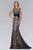 Elizabeth K - GL1415 Bejeweled Illusion Trumpet Gown Special Occasion Dress XS / Navy