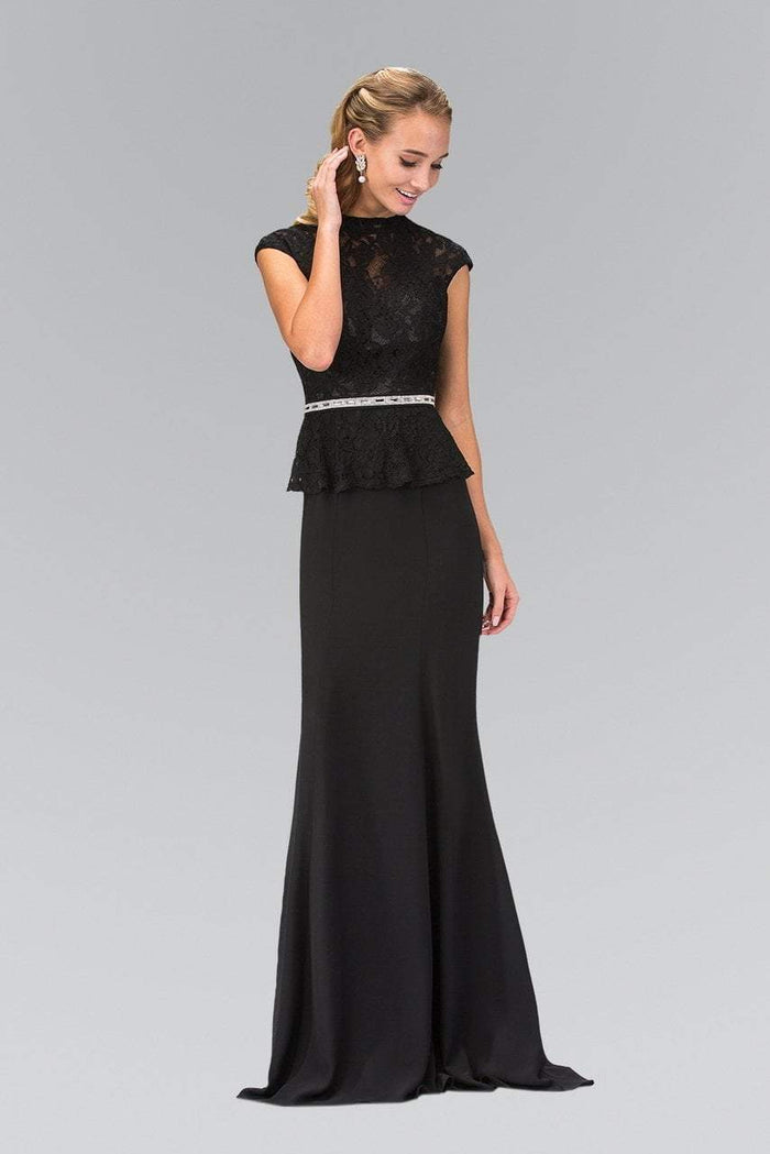 Elizabeth K - GL1421 Laced High Neck Gown Special Occasion Dress XS / Black