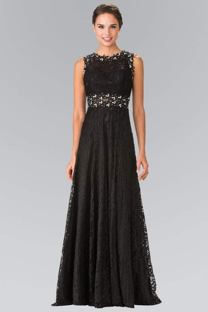 Elizabeth K - GL1460 Sleeveless Beaded Lace Long Dress Bridesmaid Dresses XS / Black