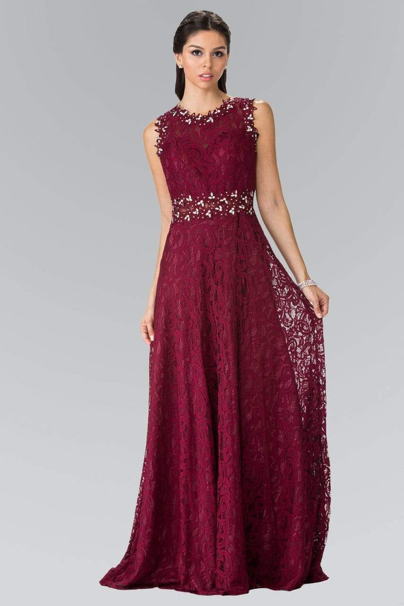 Elizabeth K - GL1460 Sleeveless Beaded Lace Long Dress – Couture Candy