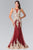 Elizabeth K - GL1462 Ornate Lace Illusion Trumpet Gown Evening Dresses XS / Burgundy/Gold