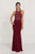 Elizabeth K - GL1507 Illusion Tonal Beaded Jersey Sheath Gown Special Occasion Dress XS / Burgundy