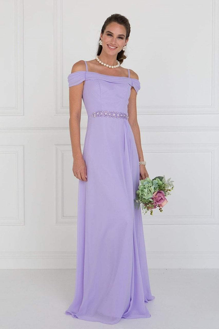 Elizabeth K - GL1522 Draped Cowl Back A-Line Chiffon Gown Bridesmaid Dresses XS / Lilac