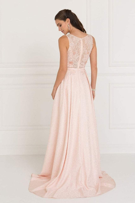 Elizabeth K - GL1545 Jacquard Illusion Appliqued A-Line Gown