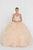 Elizabeth K - GL1554 Bejeweled Organza Ruffled Ballgown Special Occasion Dress XS / Champagne