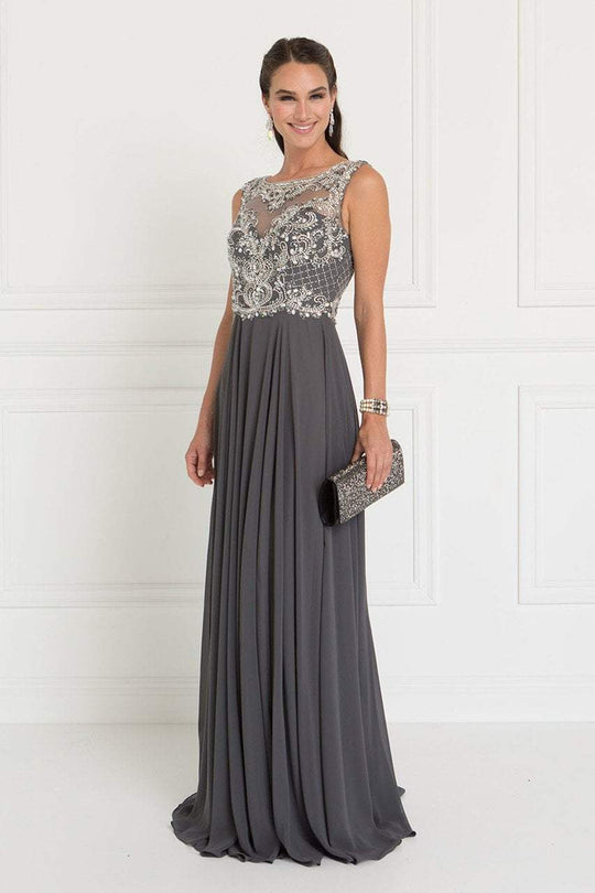 Elizabeth K - GL1565 Jeweled Illusion Bateau Chiffon A-line Gown