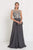 Elizabeth K - GL1565 Jeweled Illusion Bateau Chiffon A-line Gown Formal Gowns XS / Charcoal
