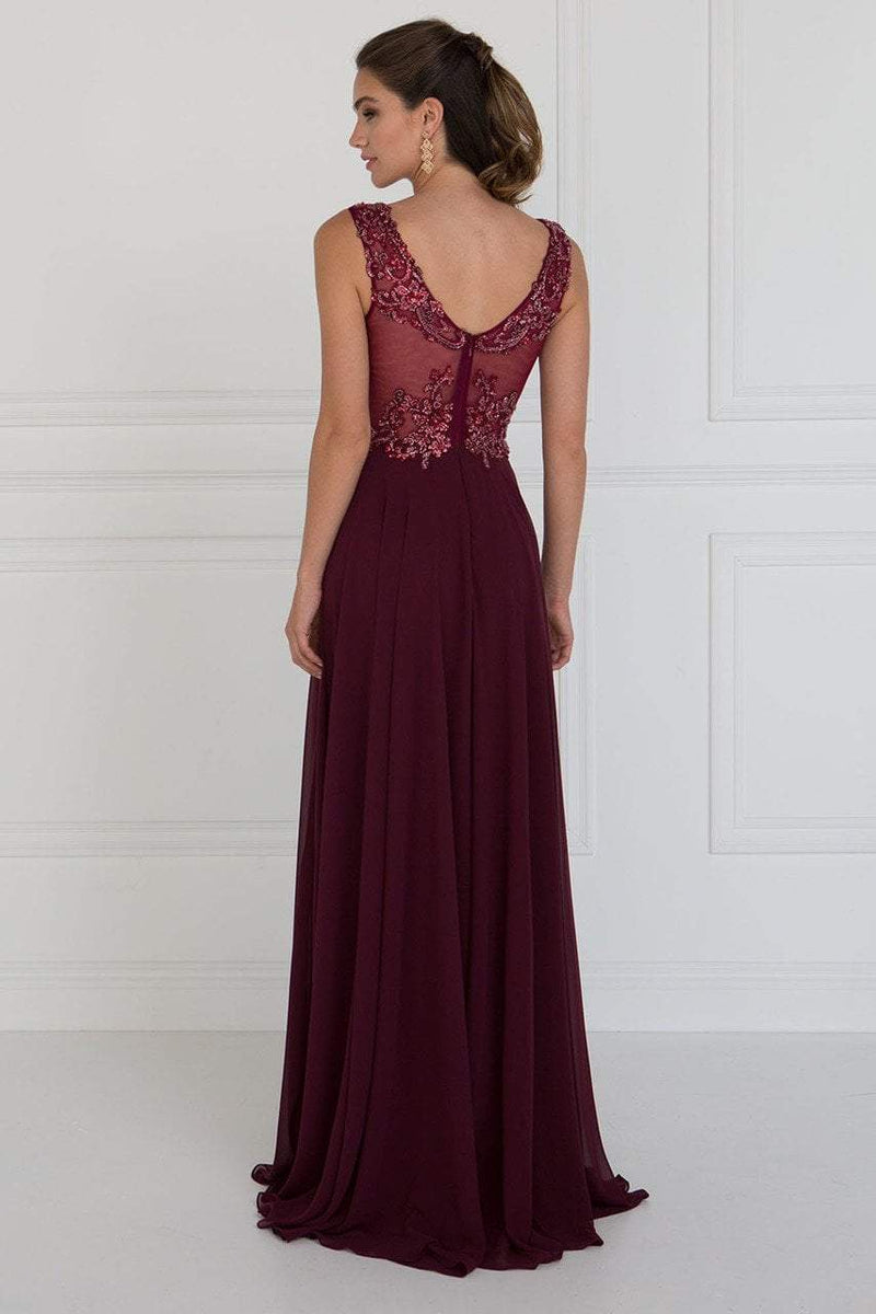 Elizabeth K - GL1566 Beaded Square Neck Chiffon A-line Dress – Couture ...