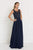 Elizabeth K - GL1566 Beaded Square Neck Chiffon A-line Dress Special Occasion Dress XS / Navy