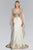 Elizabeth K - GL1596 Embellished Illusion Bateau Sheath Dress Special Occasion Dress XS / Champagne