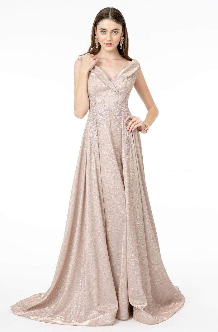 Elizabeth K - GL1817 Embroidered V-Neck A-Line Gown Prom Dresses XS / Mauve