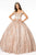 Elizabeth K - GL1820 Glitter Mesh Off Shoulder Sweetheart Ballgown Quinceanera Dresses XS / Rose Gold