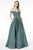 Elizabeth K - GL1827 Glitter Lame Off Shoulder A-Line Gown Prom Dresses XS / Teal