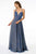 Elizabeth K - GL1828 Plunging Pleat-Ornate Bodice Glitter Lame Gown Prom Dresses XS / Royal Blue