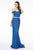 Elizabeth K - GL1829 Off Shoulder Jeweled Waist Glitter Gown Evening Dresses XS / Royal Blue
