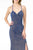 Elizabeth K - GL1831 V-Neck Bodycon Glitter Crepe Long Dress Evening Dresses