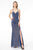 Elizabeth K - GL1831 V-Neck Bodycon Glitter Crepe Long Dress Evening Dresses XS / Royal Blue